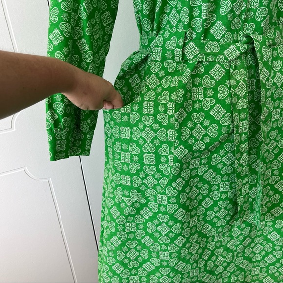 Vintage Green Patterned Cotton Shirt Dress - Picture 6 of 9